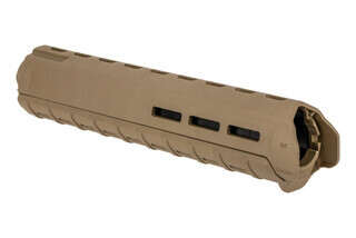 Magpul rifle length MOE M-LOK handguard fits AR-15 or AR10 rifles with ergonomic design. FDE model.
